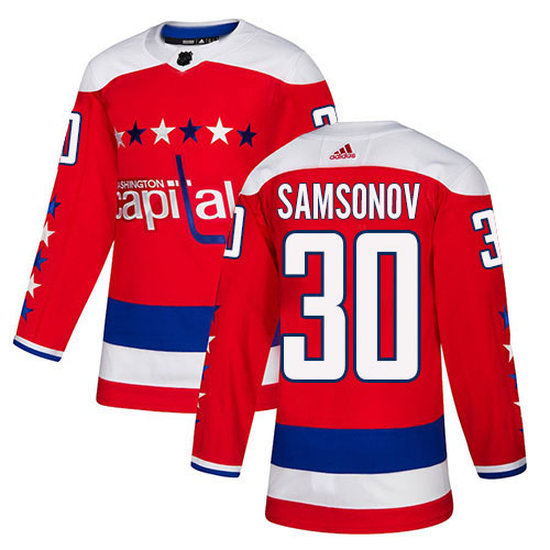Men Adidas Washington Capitals #30 Ilya Samsonov Red Alternate Authentic Stitched NHL Jersey->washington capitals->NHL Jersey